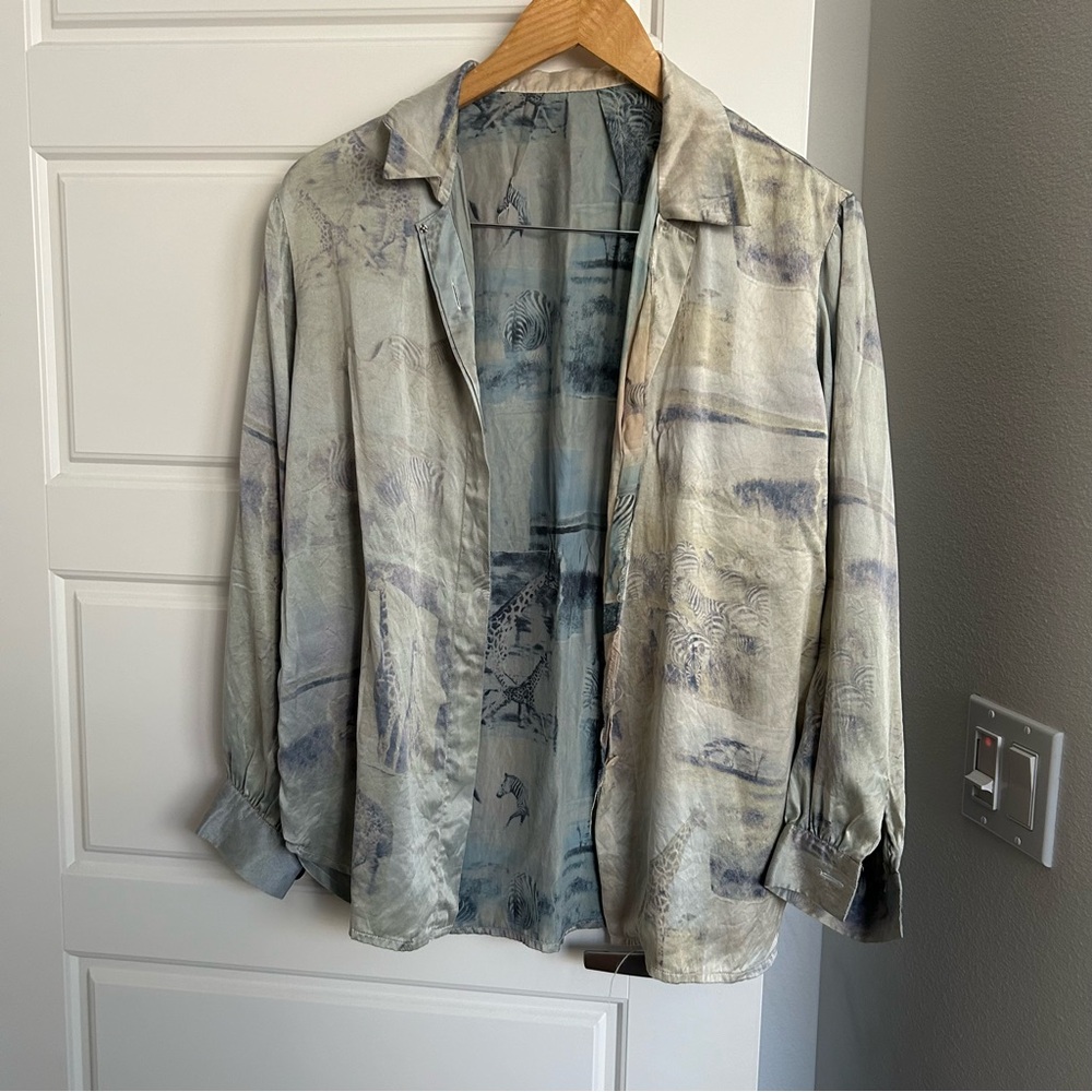 Vintage Satin Animal Print Shirt